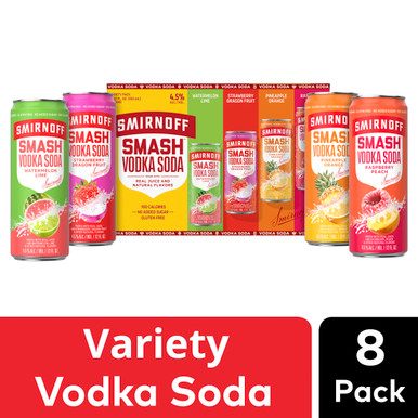 SMIRNOFF SMASH VRTY 8PK 355ML CASES ONLY 3/PK