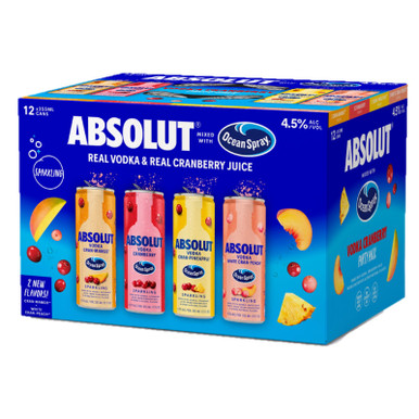ABSOLUT OCEAN SPRAY VRTY CN 12PK CASES ONLY 2/PK