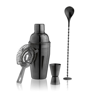 BARWARE SET GUNMTL BLACK 4 PIECE