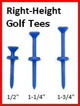 Right-Height Golf Tees with Over-sized Head - Made in the USA