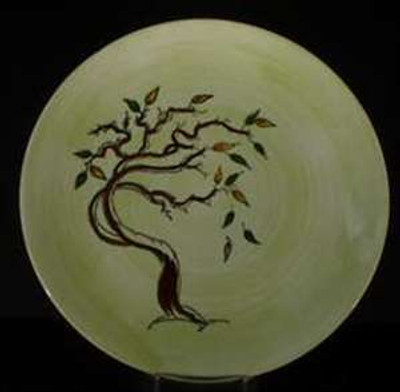 Westfall - CL1 ~ Tree on Green Spiral Background - Round Bowl