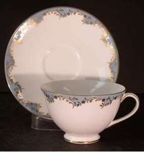 Royal Doulton Marlborough Light Blue Footed Cup and Saucer Set from Marlborough Light Blue by Royal Doulton at China Lane.