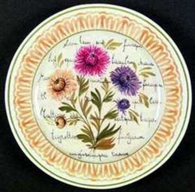 Vietri - Flowers and Script - Dinner Plate