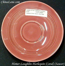 Homer Laughlin Harlequin Coral Saucer from Homer Laughlin Harlequin Coral. Replacement piece from China Lane.