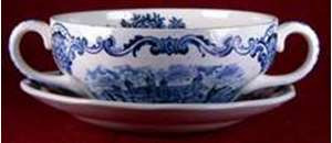 Wedgwood Royal Homes of Britain Blue Cream Soup Saucer – collectible replacement piece by Wedgwood.