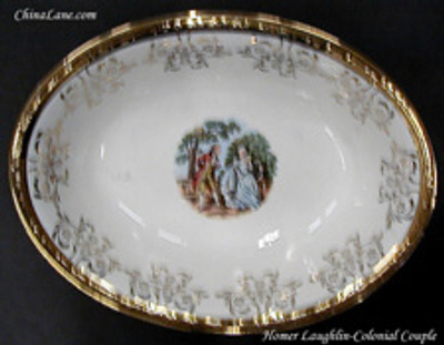 Homer Laughlin Colonial Couple Sugar w/lid. Collectible replacement piece available at China Lane.