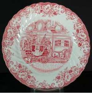 Johnson Brothers Coaching Scenes Pink Salad Plate - collectible replacement piece by Johnson Brothers.