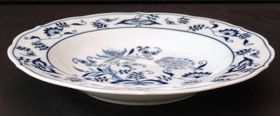 Blue Danube by Blue Danube Japan – Rim Soup Bowl, 8 1/8", white porcelain with cobalt-blue onion floral motif