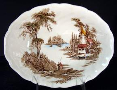 Johnson Brothers Old Mill Brown (Multi color) Oval Bowl - New from the The Old Mill Brown Multicolor collection by Johnson Br