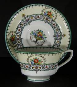 Royal Worcester - Chalons Z478/1 Green Trim - Cup and Saucer