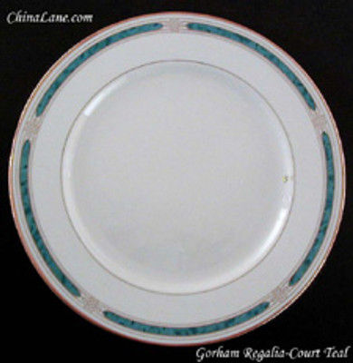 Gorham Regalia Court Teal Dinner Plate 8" in the Gorham Regalia Court Teal pattern. Shop China Lane for replacement china.