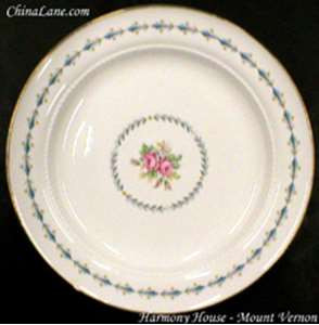 Harmony House Mt. Vernon Luncheon Plate 8". Collectible replacement piece available at China Lane.