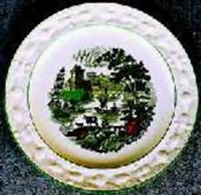 Adams Italian Scenery Green Dinner Plate. Collectible piece.