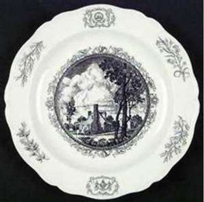 Wedgwood - Williamsburg Virginia~Black on White - Dinner Plate