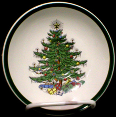 Cuthbertson - Christmas Tree ~ Wide Green Band - Bread Plate