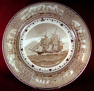 Wedgwood - American Clipper ~ Brown (Rope Edge) - Luncheon Plate