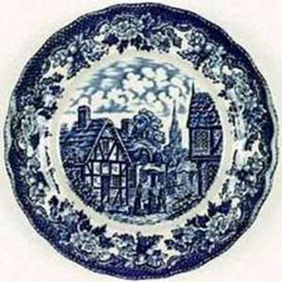 Grindley Merrie Old England Blue Dinner Plate 10". Collectible replacement piece available at China Lane.