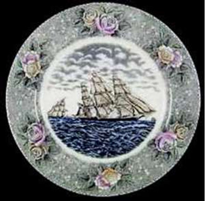 Adams - Currier and Ives (Gray/Pink) - Dinner Plate