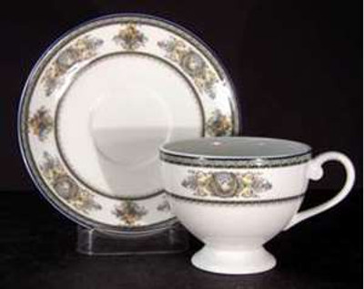 Mikasa Victorian Crest HK305 Footed Cup and Saucer Set, 3"