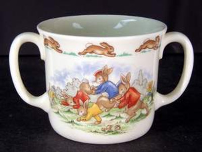 Royal Doulton - Bunnykins (Albion Shape) - Two Handled Hug a Mug - Wheelbarrow Race