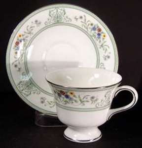 Wedgwood Agincourt Green Footed Cup and Saucer Set – collectible replacement piece by Wedgwood.