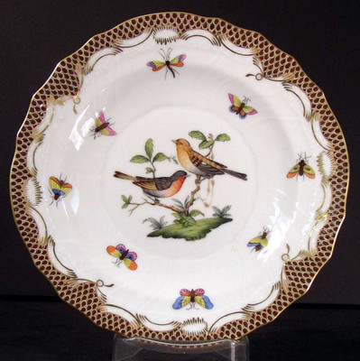 Herend - Rothschild Bird~Brown Border - Salad Plate