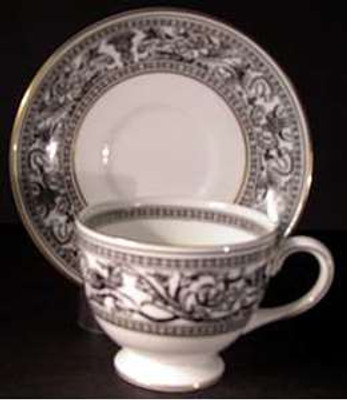 Wedgwood - Florentine~Black W4312 - Cup and Saucer