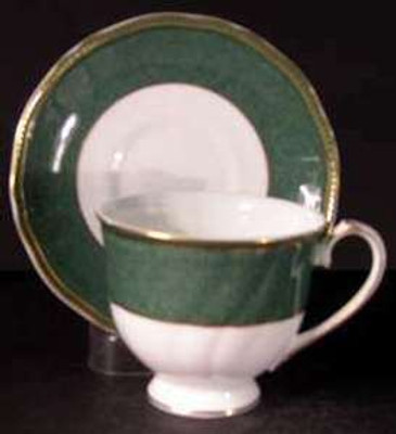 Wedgwood Crown Emerald Footed Cup and Saucer Set. Replacement piece available at China Lane.