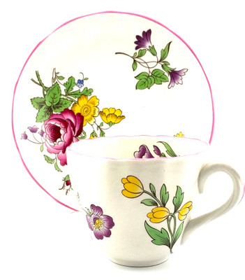 Spode Marlborough Sprays 2/6770 Flat Cup and Saucer Set