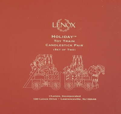 Lenox Holiday Toy Train Elf Candle Holders - Set of 2 with Box
