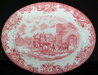 Johnson Brothers Coaching Scenes Pink 12"  Platter from the Coaching Scenes Pink collection by Johnson Brothers.