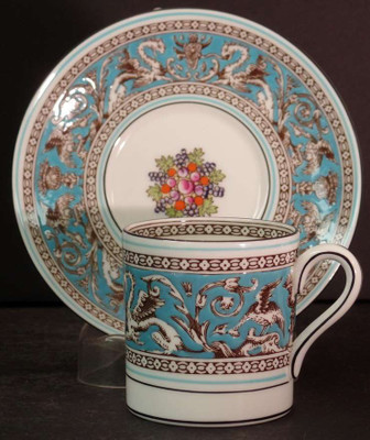 Wedgwood Florentine Turquoise (Center Design) Demitasse Cup and Saucer
