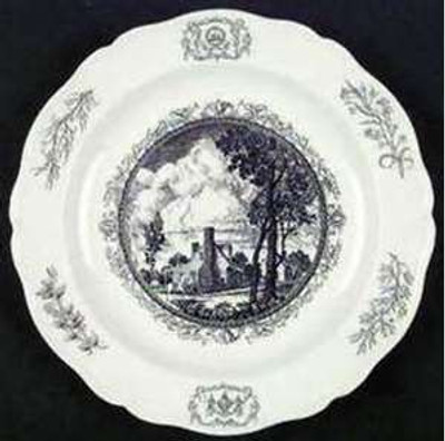 Wedgwood - Williamsburg Virginia~Black on White - Dinner Plate - Large