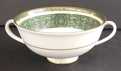 Royal Doulton Vanborough Green Footed Cream Soup Bowl. Replacement piece available at China Lane.