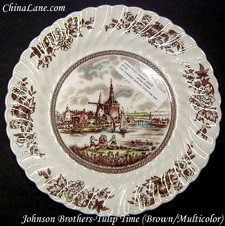 Johnson Brothers Tulip Time Brown Multicolor Swirl Salad Plate - About New.