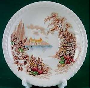 Johnson Brothers Castle on the Lake Brown Sugar Bowl with Lid from the Castle On The Lake Brown collection by Johnson Brother