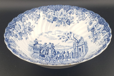 Johnson Brothers Coaching Scenes Blue Cereal Bowl - New, 6 1/8"