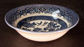 Churchill Willow Blue (Georgian Shape) Cereal Bowl - Light Wear, 6"