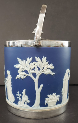 Wedgwood - Cream on Wedgwood Blue - Biscuit Jar - LW