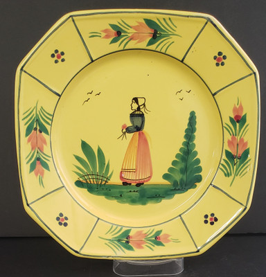 Quimper - Soliel Yellow Octagonal - Luncheon Plate - N