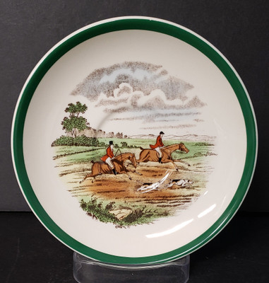 Spode - Herring Hunt (Green Trim) - Saucer - N