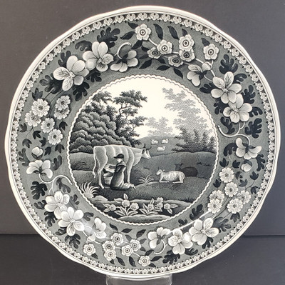 Spode Archive Collection Black Dinner Plate - Milk Maid - Archive Collection Black by Spode.