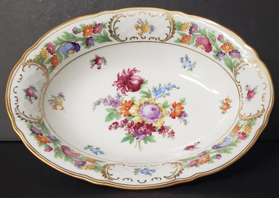 Schumann - Empress Dresden Flowers - Oval Bowl- Fuzzy Pink Flower