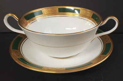 Aynsley Empress Laurel Cream Soup Bowl and Saucer - New. Collectible piece.