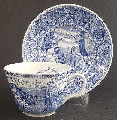 Spode Blue Room Collection Flat Cup and Saucer Set - Woodman from Blue Room Collection by Spode at China Lane.