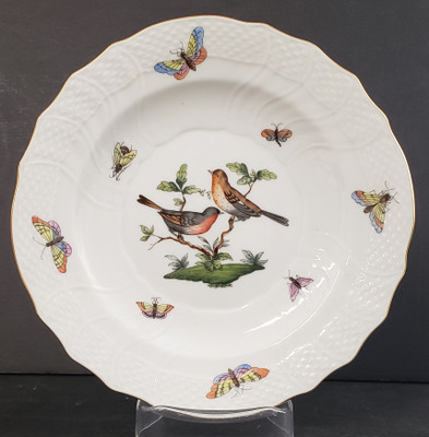 Rothschild Bird (RO) by Herend Salad Plate Design 9, 7 1/2", features classic bird, butterflies & insect design