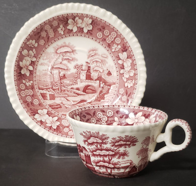 Spode Tower Pink (newer) Cup and Saucer.
