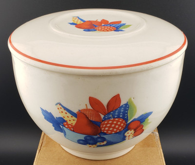 Universal China - Calico Fruit - Refrigerator Jar Small- With Lid - AN