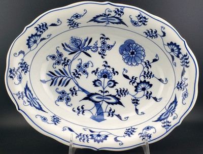Blue Danube by Blue Danube Japan Oval Vegetable Bowl, 10" x 7 5/8". Porcelain with timeless Japanese blue onion design.