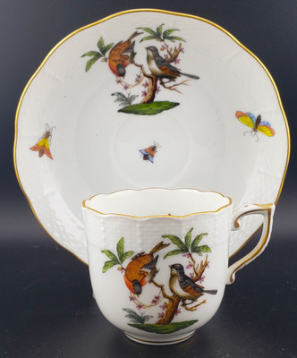 Herend - Rothschild Bird (RO) - Chocolate Cup and Saucer 707 Decor 12 - N